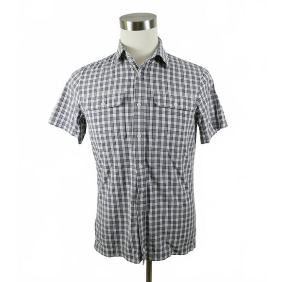 Michael Kors Mens Cotton Short Sleeve Button Down Purple Plaid Dress Shirt Small - Picture 2 of 10